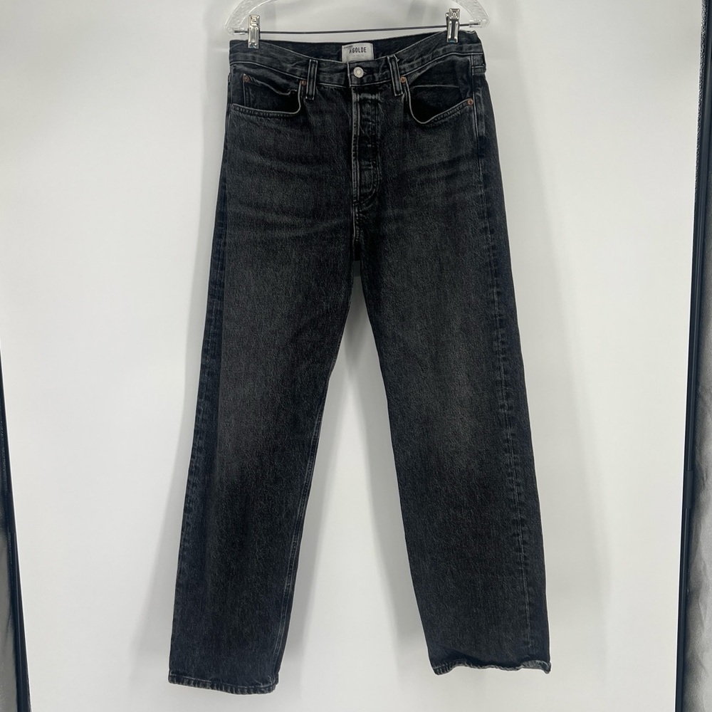 AGOLDE Kelly Black Straight Leg High Waist Classic Designer Denim Jeans 29 - Picture 2 of 10